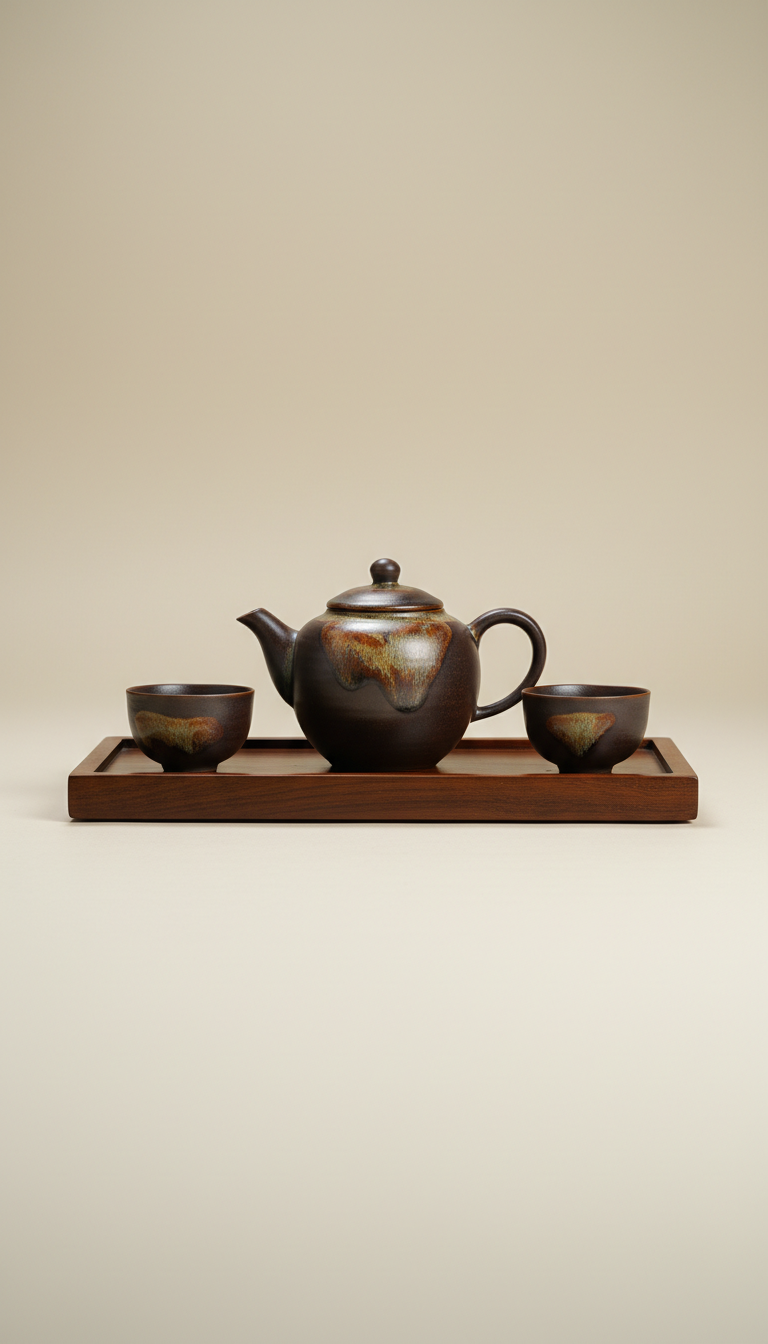 Tenmoku Tea Set with Tray